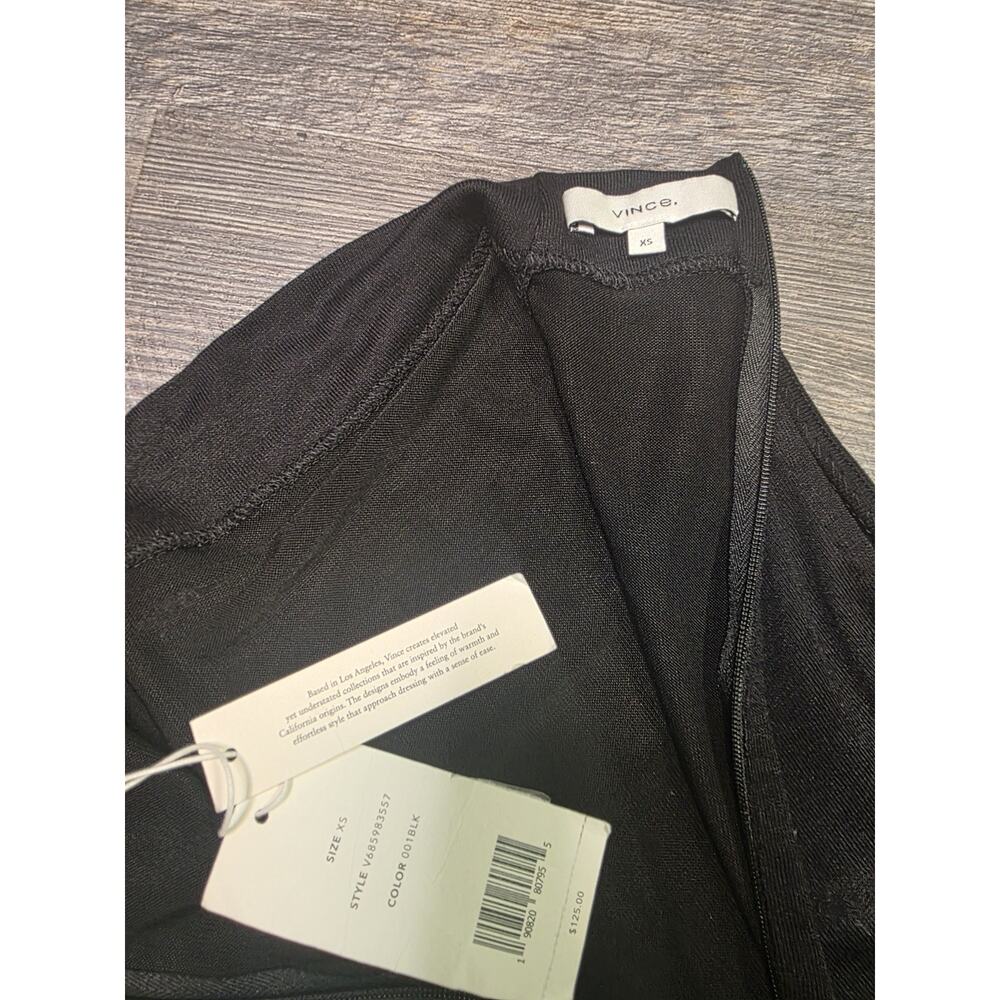 Vince Sleeveless Mock Neck Top Black Back Zip Stretch Rayon Size XS NWT - Picture 4 of 5